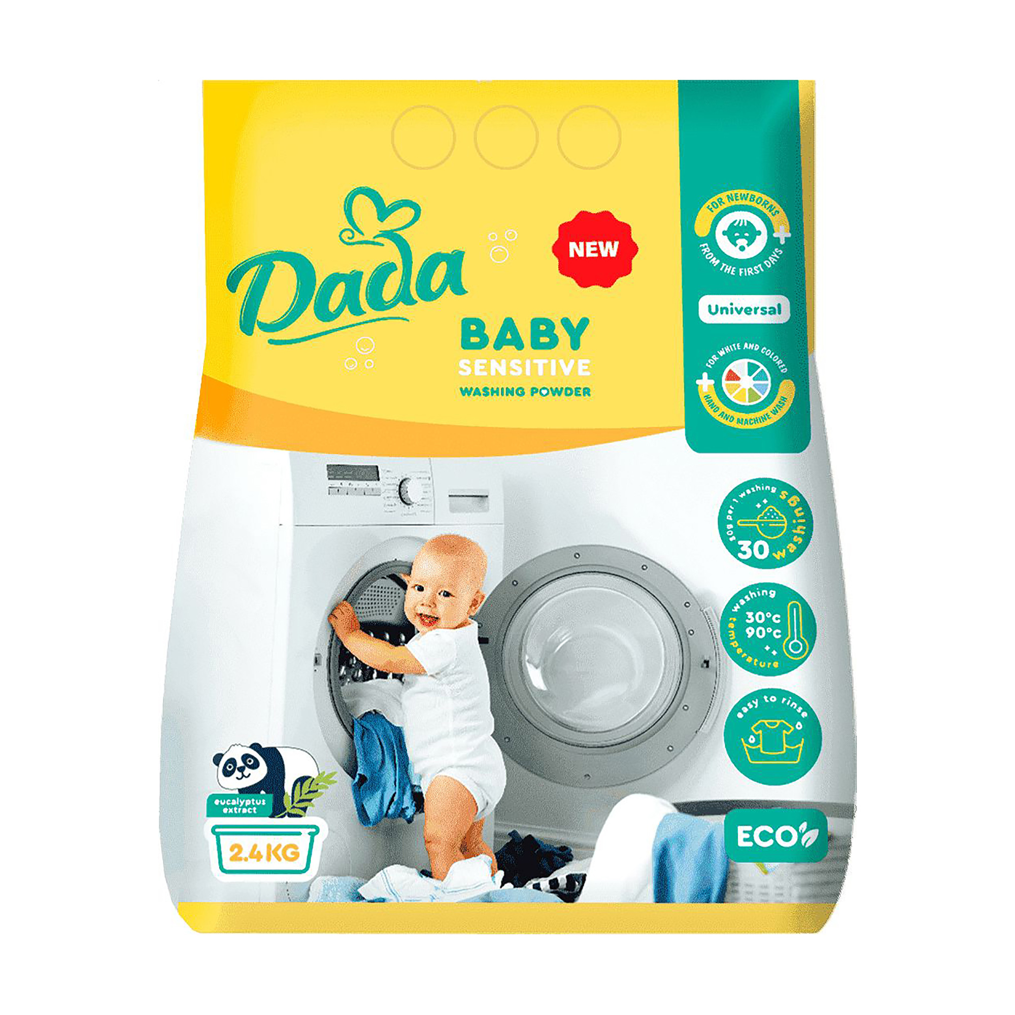 Уцінка! Пральний порошок Dada Baby Sensitive для дитячої білизни, 30 циклів прання, 2.4 кг